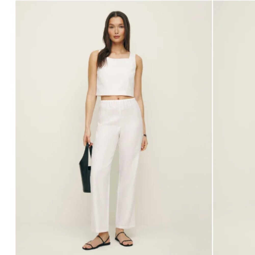 Reformation Remi Cropped Linen Pant White Size XS